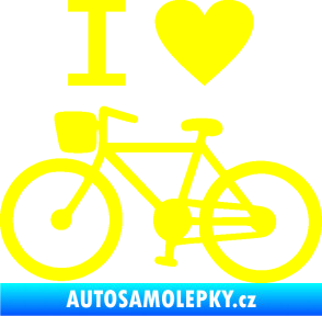 Samolepka I love cycling levá žlutá citron