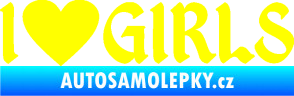 Samolepka I love girls nápis se srdcem žlutá citron