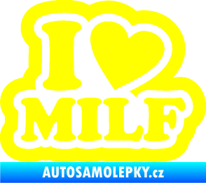 Samolepka I love milf 003 nápis žlutá citron
