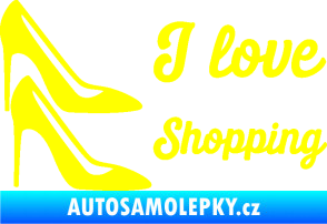 Samolepka I love shopping nápis  žlutá citron