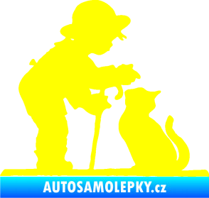 Samolepka Interiér 002 levá dítě s kočičkou žlutá citron