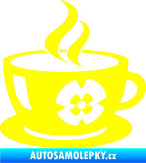 Samolepka Interiér 008 pravá šálek na kávu žlutá citron