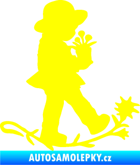 Samolepka Interiér 011 pravá dítě s květinou žlutá citron
