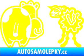 Samolepka JDM kravička a ovečka 002 levá žlutá citron