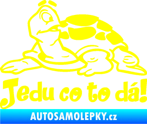 Samolepka Jedu co to dá! 001 levá nápis se želvou žlutá citron