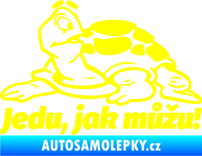 Samolepka Jedu, jak můžu! 001 levá nápis se želvou žlutá citron