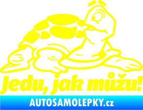 Samolepka Jedu, jak můžu! 001 pravá nápis se želvou žlutá citron