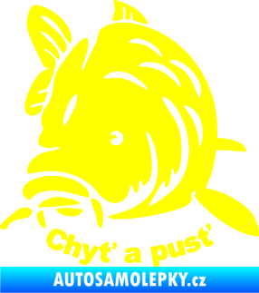 Samolepka Kapr 003 chyť a pusť žlutá citron