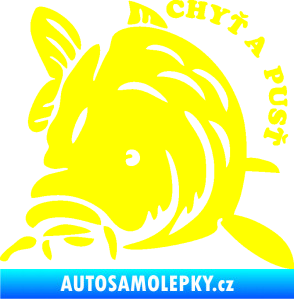 Samolepka Kapr 004 chyť a pusť levá žlutá citron