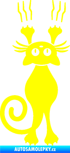 Samolepka Kočka 023 levá s drápanci žlutá citron