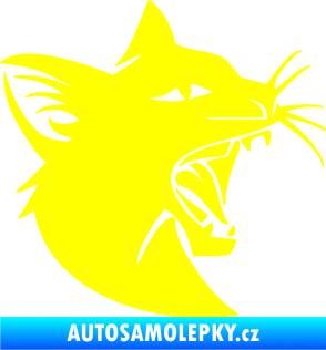 Samolepka Kočka 029  pravá rozzuřená žlutá citron
