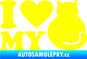 Samolepka Kočka 033 I love my cat žlutá citron