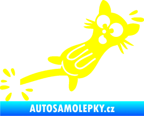 Samolepka Kočka přivřená do dveří pravá žlutá citron