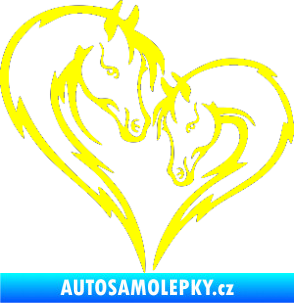 Samolepka Koníci 002 - levá srdíčko kůň s hříbátkem žlutá citron