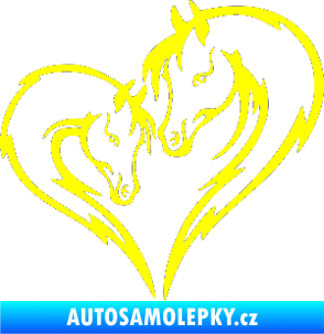 Samolepka Koníci 002 - pravá srdíčko kůň s hříbátkem žlutá citron