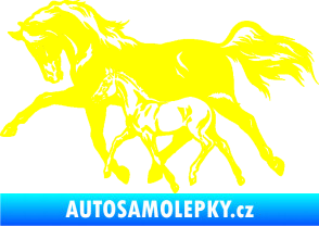 Samolepka Koníci 003 levá kobylka s hříbětem žlutá citron