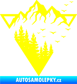 Samolepka Krajina hory 042 pravá magický trojúhelník žlutá citron