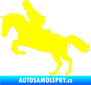 Samolepka Kůň 014 levá skok s jezdcem žlutá citron
