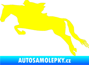 Samolepka Kůň 015 levá skok s jezdcem žlutá citron