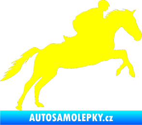 Samolepka Kůň 019 pravá jezdec v sedle žlutá citron