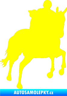 Samolepka Kůň 021 pravá s jezdcem žlutá citron