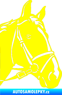 Samolepka Kůň 028 pravá hlava s uzdou žlutá citron