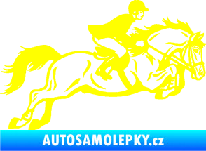 Samolepka Kůň 059  pravá jezdec na koni parkur žlutá citron