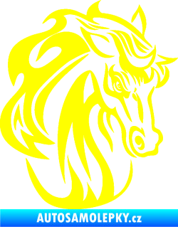 Samolepka Kůň 069 pravá hlava s hřívou žlutá citron