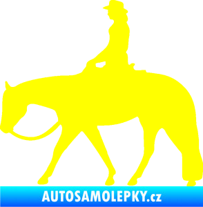 Samolepka Kůň 082 levá kovbojka na koni žlutá citron