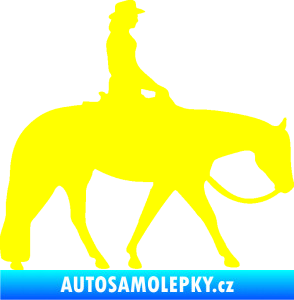 Samolepka Kůň 082 pravá kovbojka na koni žlutá citron