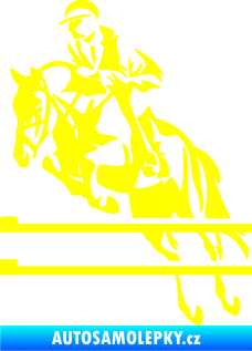 Samolepka Kůň 083 levá skok přes překážku žlutá citron