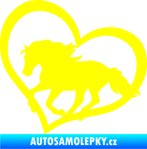 Samolepka Kůň 087  levá v srdíčku žlutá citron