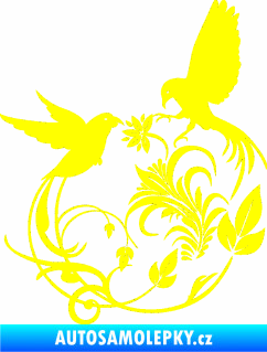 Samolepka Květina dekor 006 pravá ptáčci žlutá citron