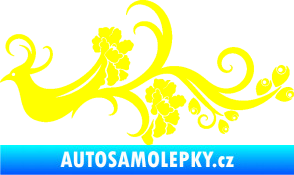 Samolepka Květina dekor 014 levá páv žlutá citron