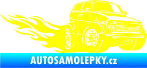 Samolepka Lada auto s plameny pravá žlutá citron