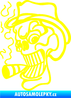 Samolepka Lebka 020 levá crazy s cigaretou žlutá citron