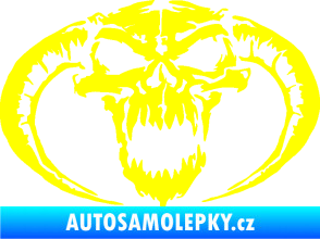 Samolepka Lebka 027 levá se zahnutými rohy žlutá citron