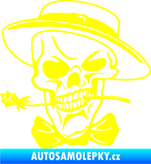 Samolepka Lebka 029 levá s květinou žlutá citron