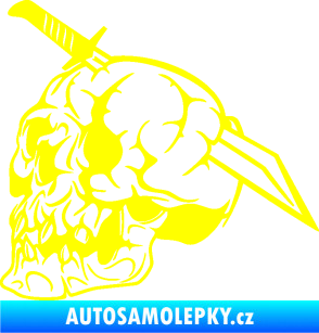 Samolepka Lebka 031 levá probodnutá nožem žlutá citron