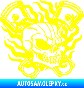 Samolepka Lebka 048 pravá písty a plameny žlutá citron