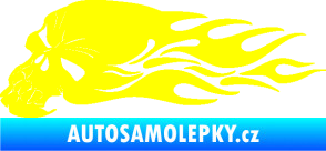 Samolepka Lebka 050 levá v plamenech žlutá citron