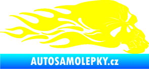 Samolepka Lebka 050 pravá v plamenech žlutá citron