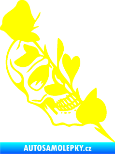 Samolepka Lebka 060 levá s růží žlutá citron