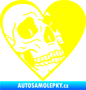 Samolepka Lebka 062 pravá v srdíčku žlutá citron