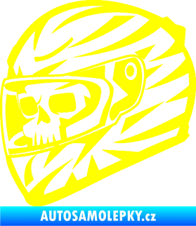 Samolepka Lebka s motohelmou 001 levá žlutá citron