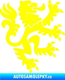 Samolepka Lev heraldika 001 pravá Český lev žlutá citron
