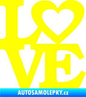 Samolepka Love 004 nápis se srdíčkem žlutá citron