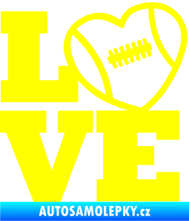 Samolepka Love americký fotbal žlutá citron