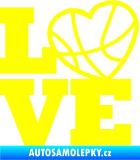 Samolepka Love basketbal žlutá citron