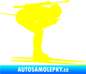 Samolepka Lyžař 028 pravá - biatlon žlutá citron